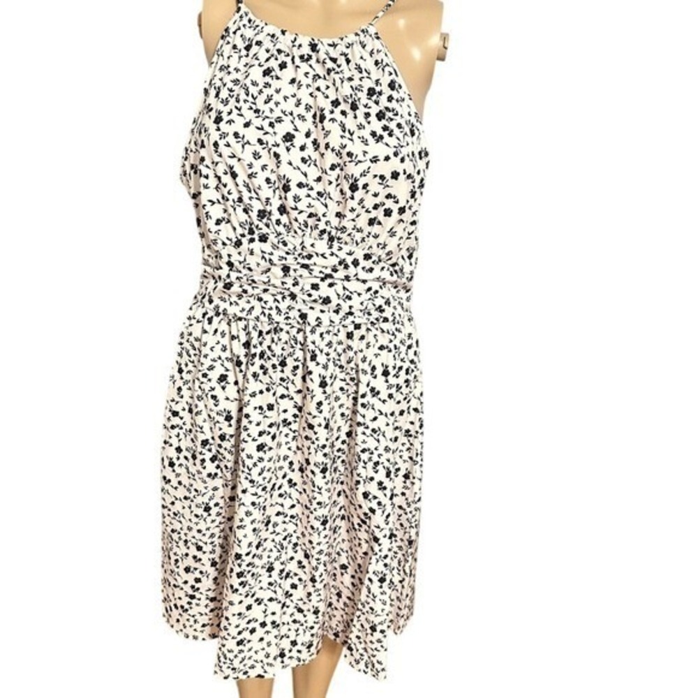 Floral Print Dress Sleeveless Casual Summer‎ Dress White Black